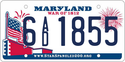 MD license plate 6AD1855
