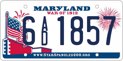 MD license plate 6AD1857