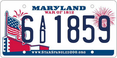 MD license plate 6AD1859