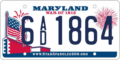 MD license plate 6AD1864