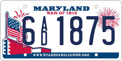 MD license plate 6AD1875