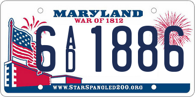 MD license plate 6AD1886