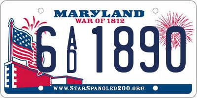 MD license plate 6AD1890