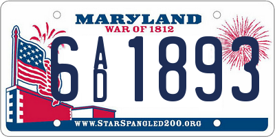 MD license plate 6AD1893