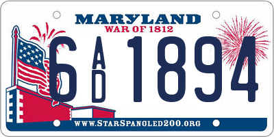 MD license plate 6AD1894