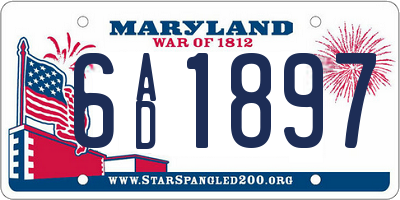MD license plate 6AD1897