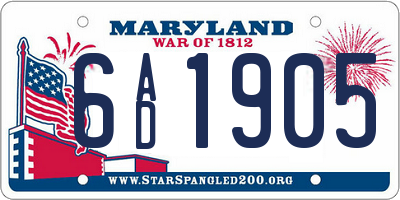 MD license plate 6AD1905