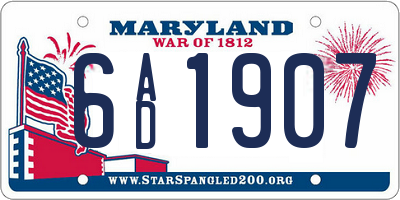 MD license plate 6AD1907