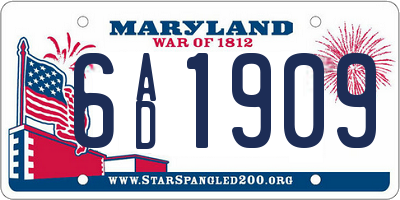 MD license plate 6AD1909
