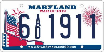 MD license plate 6AD1911