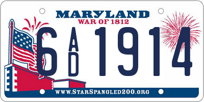 MD license plate 6AD1914