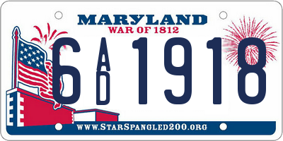 MD license plate 6AD1918