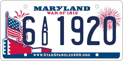 MD license plate 6AD1920