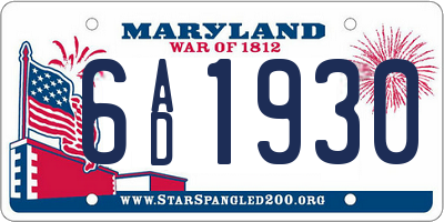 MD license plate 6AD1930