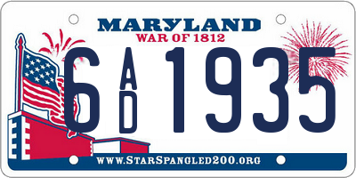 MD license plate 6AD1935