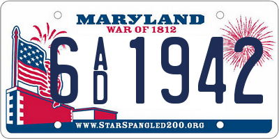 MD license plate 6AD1942