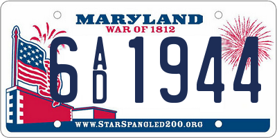 MD license plate 6AD1944