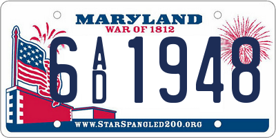 MD license plate 6AD1948