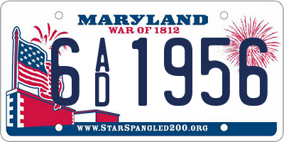 MD license plate 6AD1956