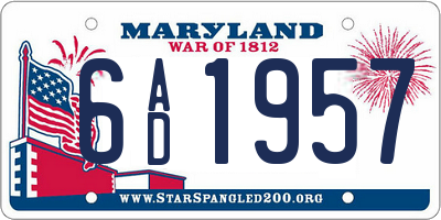 MD license plate 6AD1957