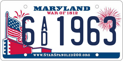 MD license plate 6AD1963