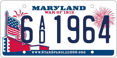 MD license plate 6AD1964