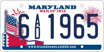 MD license plate 6AD1965