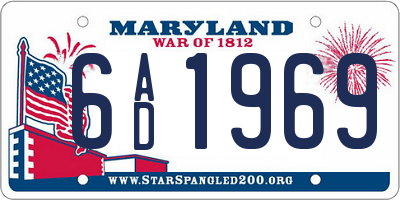 MD license plate 6AD1969