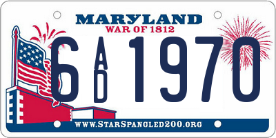 MD license plate 6AD1970