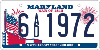 MD license plate 6AD1972