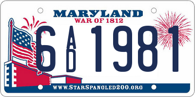 MD license plate 6AD1981