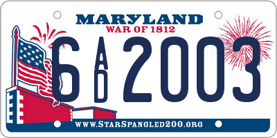 MD license plate 6AD2003