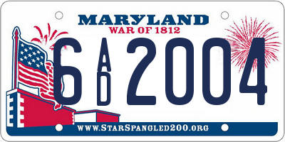 MD license plate 6AD2004