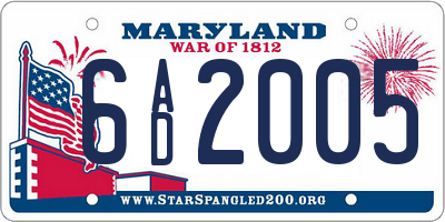 MD license plate 6AD2005