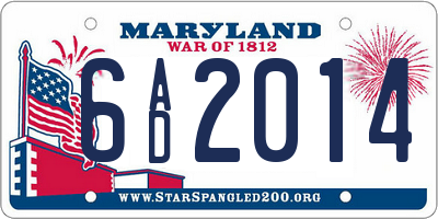 MD license plate 6AD2014