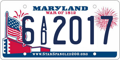MD license plate 6AD2017