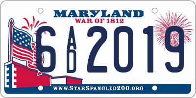 MD license plate 6AD2019