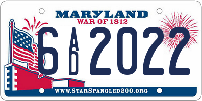 MD license plate 6AD2022