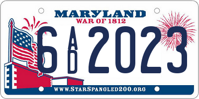 MD license plate 6AD2023