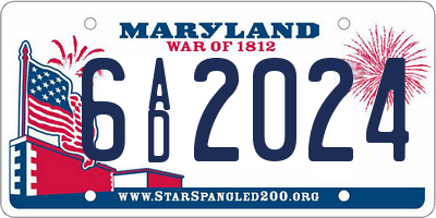 MD license plate 6AD2024