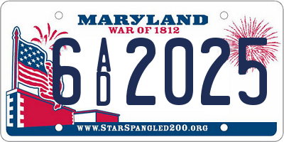 MD license plate 6AD2025