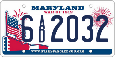 MD license plate 6AD2032