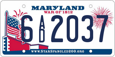 MD license plate 6AD2037