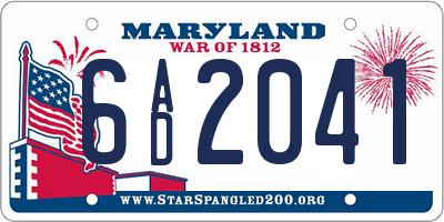 MD license plate 6AD2041