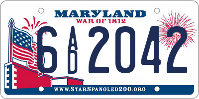MD license plate 6AD2042