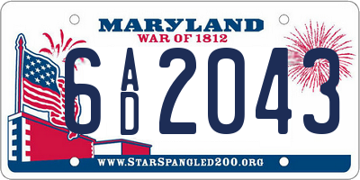 MD license plate 6AD2043