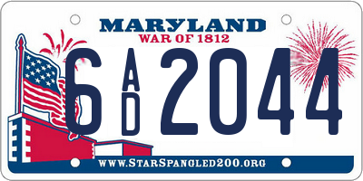 MD license plate 6AD2044