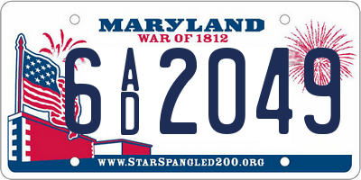 MD license plate 6AD2049