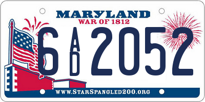MD license plate 6AD2052