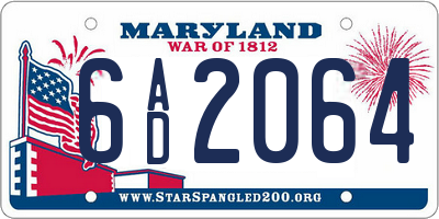 MD license plate 6AD2064